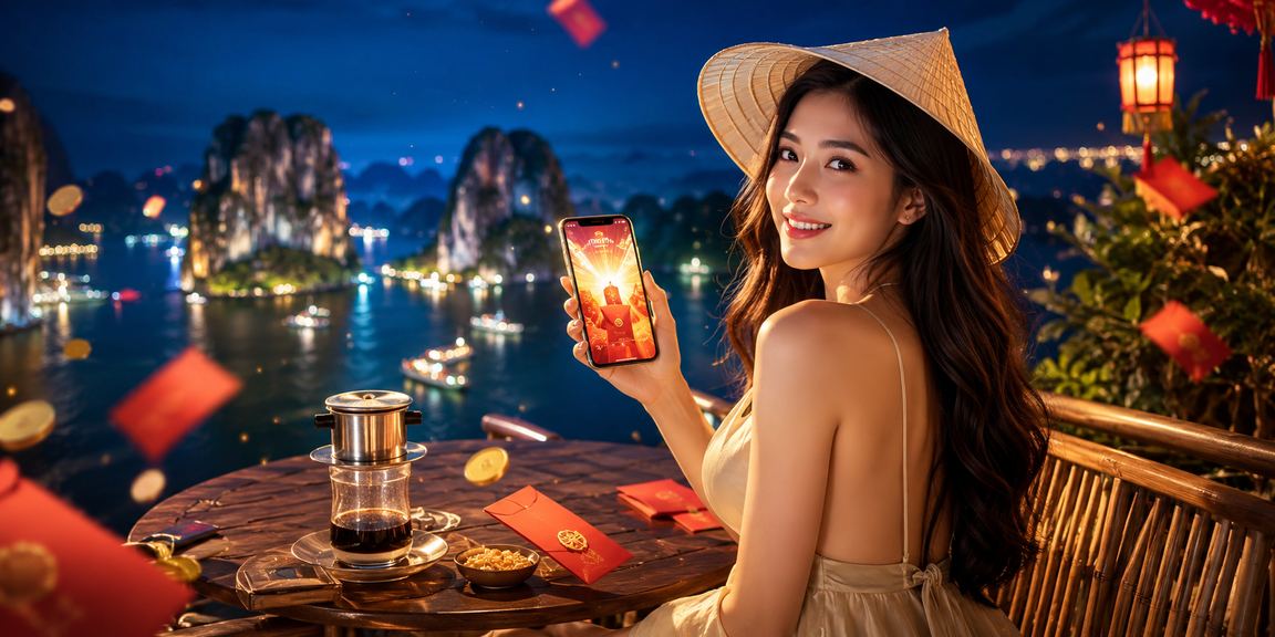 Người dùng tại Vịnh Hạ Long nhận thưởng bao lì xì đỏ khi chơi casino trực tuyến